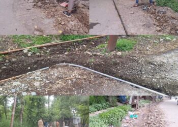 Jal Shakti Department Qazigund damages macadamised road in Kulgam