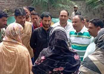 National Conference Delegation Visits Fire Victims in Shirpora, Anantnag