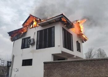 Residential Building Gutted in Fire Incident at Vessu Qazigund